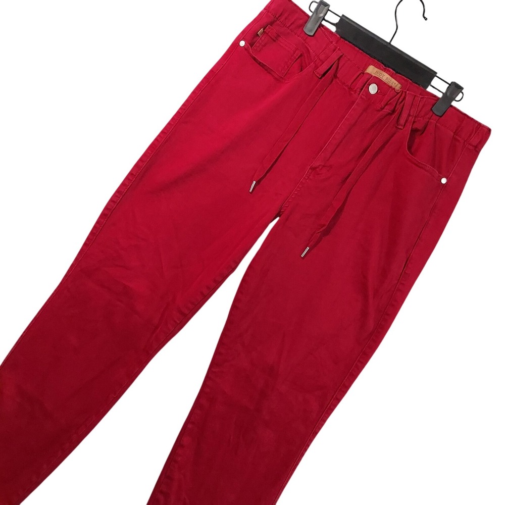 Judy Blue Paperbag Waist Jeans Womens 13/31 Red‎ Garment Dyed Stretch